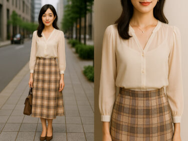 秋口の通勤コーデにおすすめ｜チェック柄スカートで叶える大人可愛いスタイル
