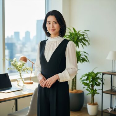 1週間を華やぐ【上品透け感ブラウス】着回し術④信頼感×透明感で知的なスタートを