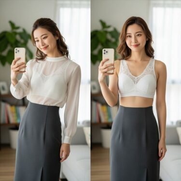 肌に溶けるレース、心に満ちる自信。ブラレットで仕上げる「私を甘やかす」シアーコーデ